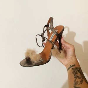 NEW Faux fur Pom Pom heels